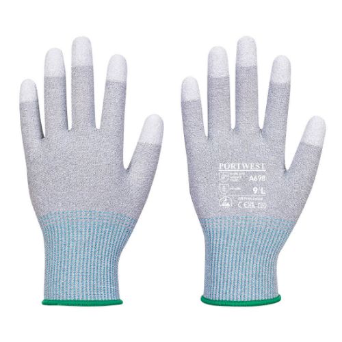 Portwest MR13 ESD PU Fingertip Glove - 12 Pack Grey/White Grey/White